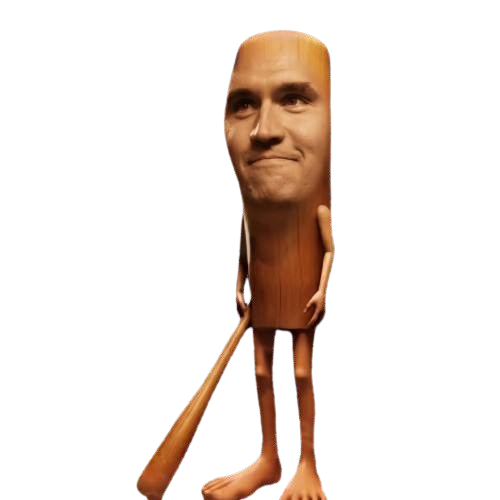 Kirk Kirk Kirk Sahur — a man's head atop a wooden plank body holding a paddle